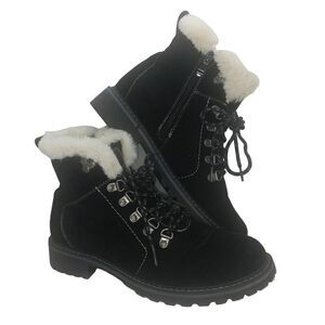 G.C. Fashions Womens Pre-owned Designer Black Suede, Faux Fur Boots - sz. 9 1/2